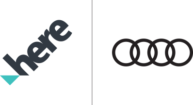 HERE and Audi logos