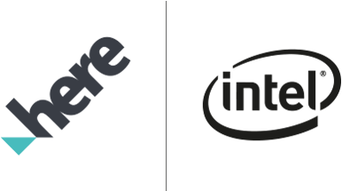 HERE and Intel logos