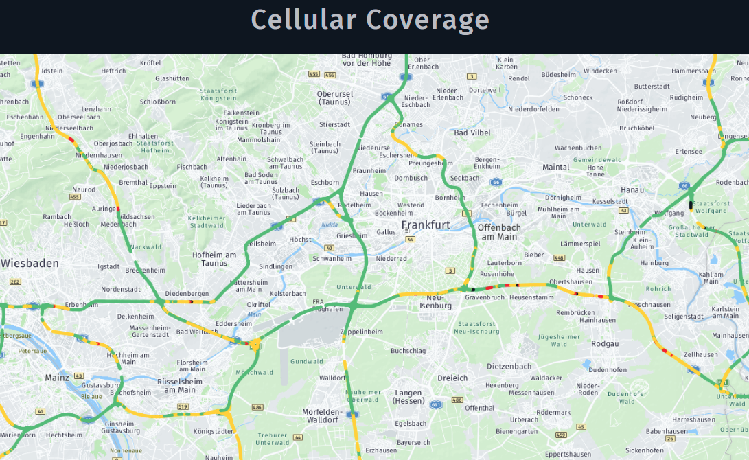 Cellular signal strength via HERE Map Attributes