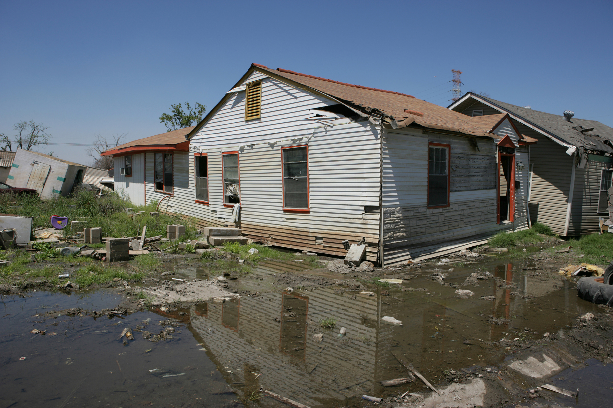 Flood damaged house