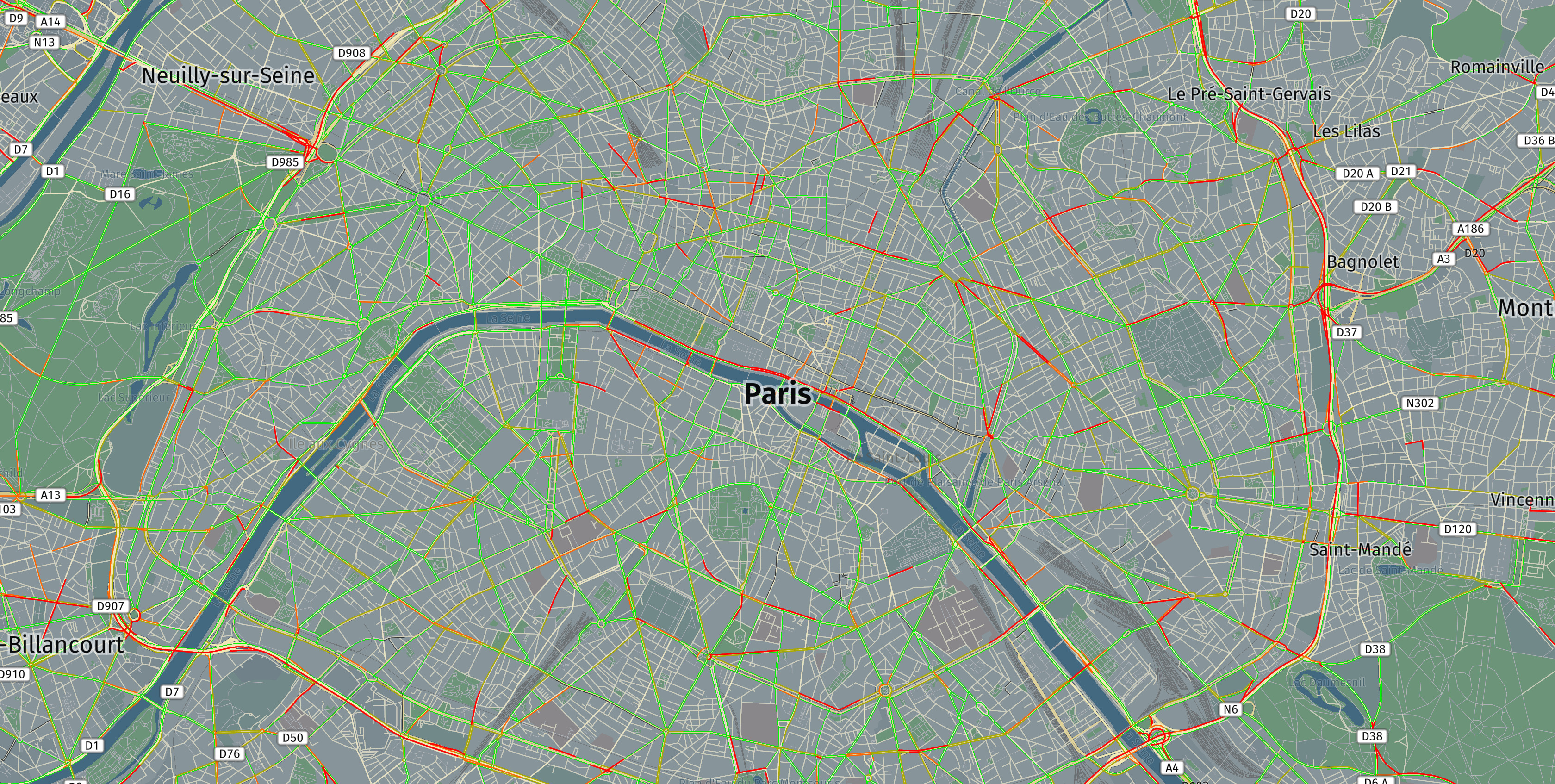 Traffic Congestion Map in Paris