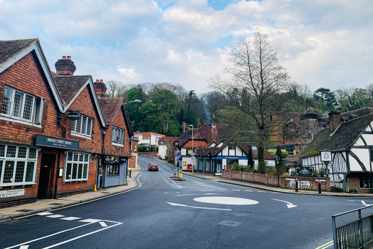 A roundabout in Winchester, Hampshire, UK