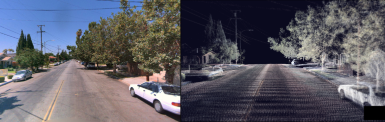 HERE True vehicle photo and converted Lidar