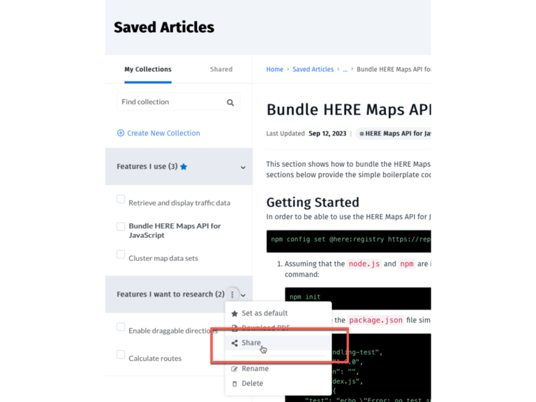 Share a collection of articles