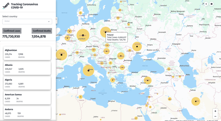 Visualizing COVID-19 Data with the HERE Maps API for JavaScript | HERE