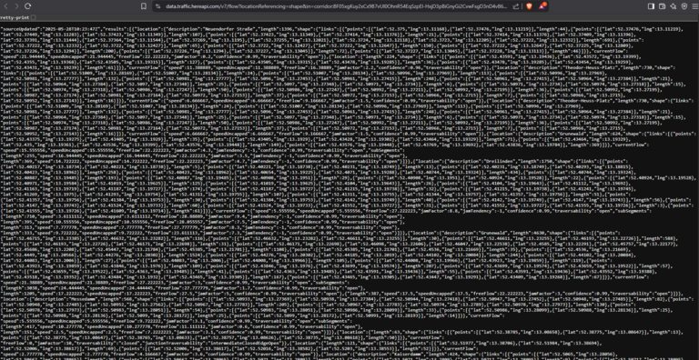 Response from documentation provided example