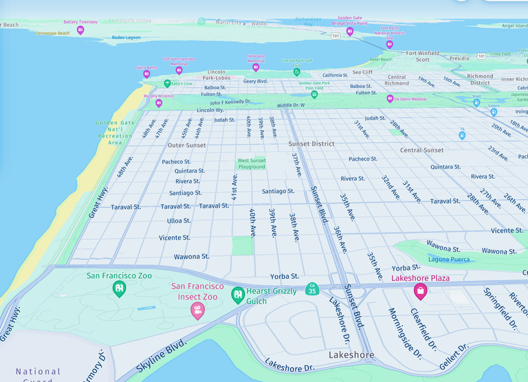 A view of San Francisco, California using HERE WeGo.