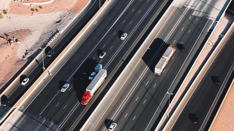 Highway with cars and lorries
