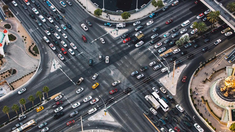 Las Vegas city street intersection Tropicana Ave MGM Grand
