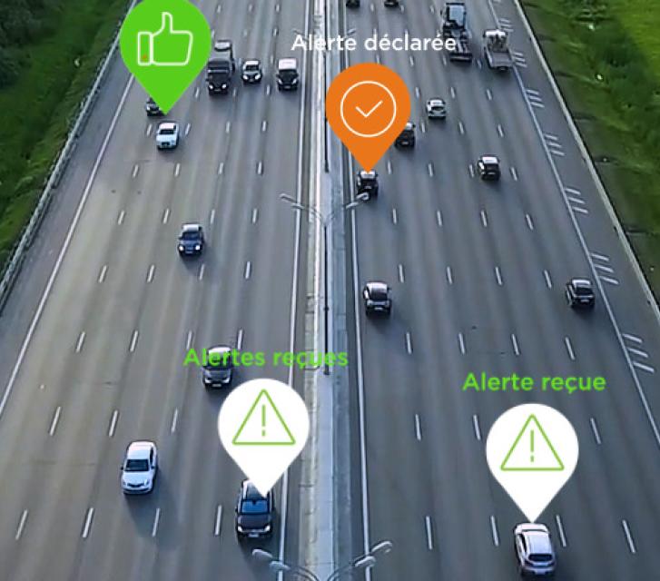 road with overlays showing here location data