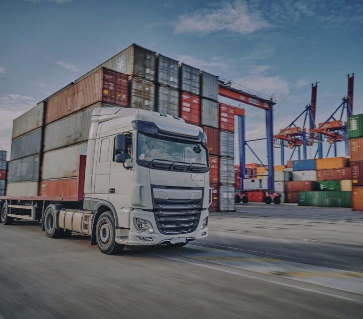 Semi Truck at the container port