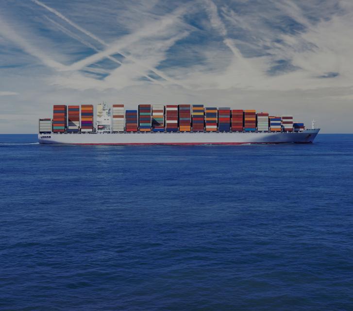 Container ship on high seas
