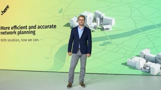 Stephen Schulting Senior Product Manager at HERE presents on stage at Mobile World Congress